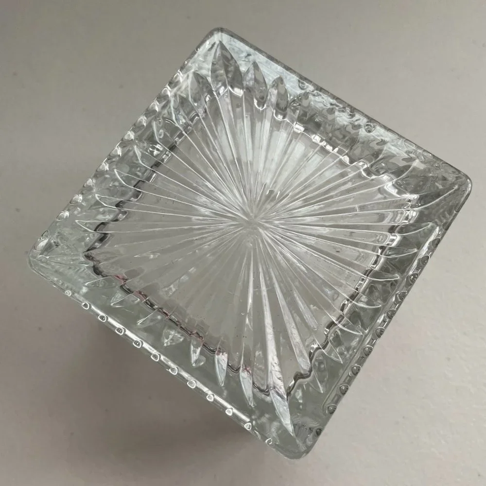 Vintage ABC Crystal Glass Holder Cube 3.5”